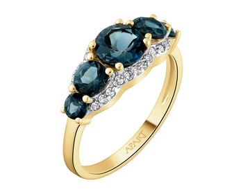 14 K Rhodium-Plated Yellow Gold Necklace with Diamonds - fineness 14 K