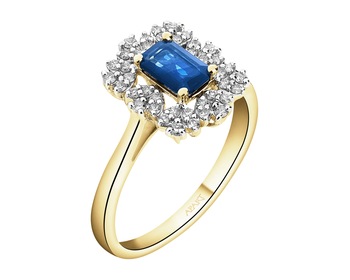 14 K Rhodium-Plated Yellow Gold Ring - fineness 14 K