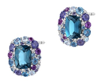 14 K Rhodium-Plated White Gold Earrings  - fineness 14 K