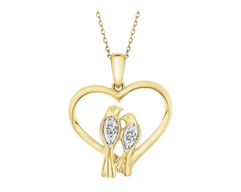 9 K Rhodium-Plated Yellow Gold Pendant with Diamonds - 0,01 ct - fineness 9 K