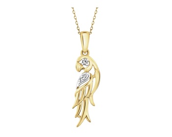9 K Rhodium-Plated Yellow Gold Pendant with Diamonds - 0,01 ct - fineness 9 K