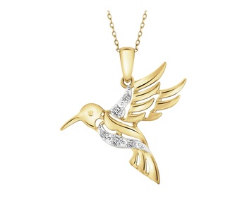 9 K Rhodium-Plated Yellow Gold Pendant with Diamonds - 0,03 ct - fineness 9 K
