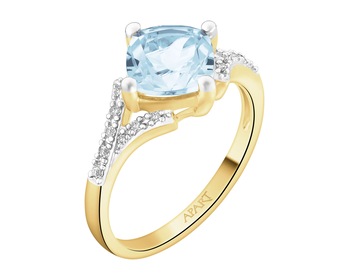 14 K Rhodium-Plated Yellow Gold Ring - fineness 14 K