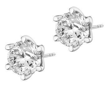 18 K Rhodium-Plated White Gold Earrings with Laboratory Diamonds - 1,50 ct - fineness 18 K