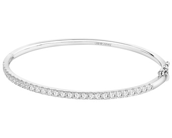 18 K Rhodium-Plated White Gold Rigid Bracelet with Laboratory Diamonds - 2,00 ct - fineness 18 K