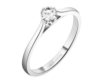 14 K Rhodium-Plated White Gold Ring with Laboratory Diamond - 0,25 ct - fineness 14 K