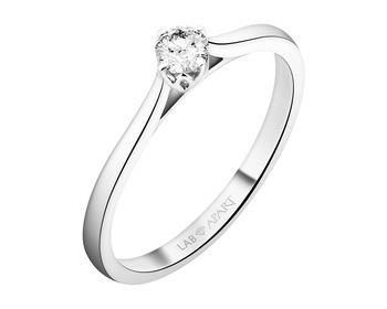14 K Rhodium-Plated White Gold Ring with Laboratory Diamond - 0,16 ct - fineness 14 K