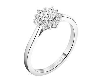 14 K Rhodium-Plated White Gold Ring - 0,53 ct - fineness 14 K