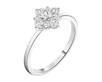 14 K Rhodium-Plated White Gold Ring with Laboratory Diamonds - 0,50 ct - fineness 14 K
