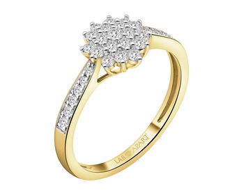 14 K Rhodium-Plated Yellow Gold Ring with Laboratory Diamonds - 0,44 ct - fineness 14 K