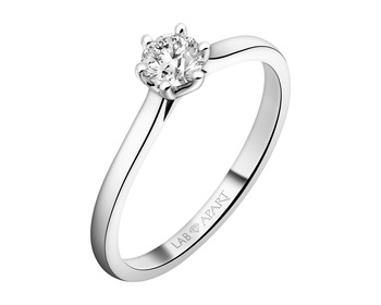 14 K Rhodium-Plated White Gold Ring with Laboratory Diamond - 0,25 ct - fineness 14 K
