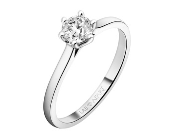 14 K Rhodium-Plated White Gold Ring with Laboratory Diamond - 0,40 ct - fineness 14 K