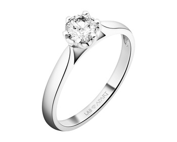 14 K Rhodium-Plated White Gold Ring with Laboratory Diamond - 0,52 ct - fineness 14 K