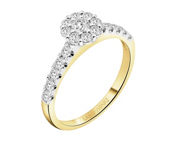 14 K Rhodium-Plated Yellow Gold Ring - 0,65 ct - fineness 14 K