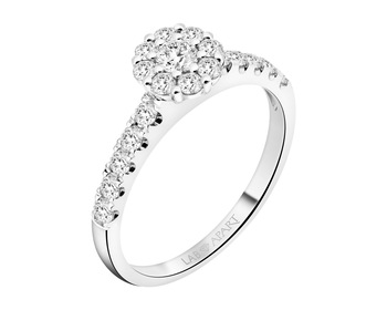 14 K Rhodium-Plated White Gold Ring - 0,87 ct - fineness 14 K