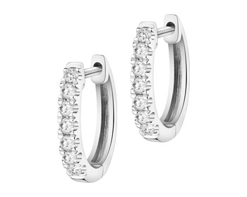 14 K Rhodium-Plated White Gold Hoop Earring with Laboratory Diamonds - 0,50 ct - fineness 14 K
