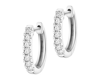 14 K Rhodium-Plated White Gold Hoop Earring with Laboratory Diamonds - 0,20 ct - fineness 14 K