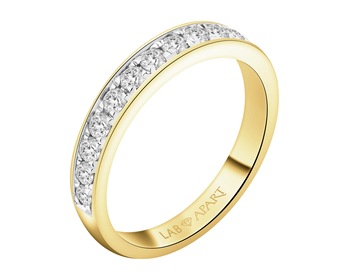 14 K Rhodium-Plated Yellow Gold Band Ring with Laboratory Diamonds - 0,50 ct - fineness 14 K