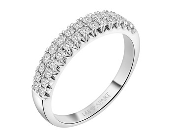 14 K Rhodium-Plated White Gold Band Ring with Laboratory Diamonds - 0,50 ct - fineness 14 K