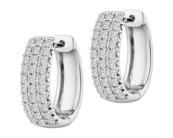 14 K Rhodium-Plated White Gold Hoop Earring with Laboratory Diamonds - 0,75 ct - fineness 14 K