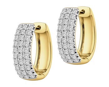 14 K Rhodium-Plated Yellow Gold Hoop Earring with Laboratory Diamonds - 0,75 ct - fineness 14 K