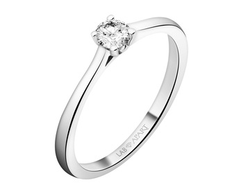 14 K Rhodium-Plated White Gold Ring with Laboratory Diamond - 0,24 ct - fineness 14 K