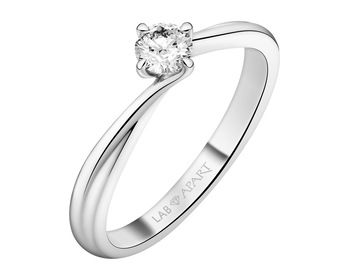 14 K Rhodium-Plated White Gold Ring with Laboratory Diamond - 0,25 ct - fineness 14 K