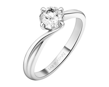 18 K Rhodium-Plated White Gold Ring with Laboratory Diamond - 1,01 ct - fineness 18 K