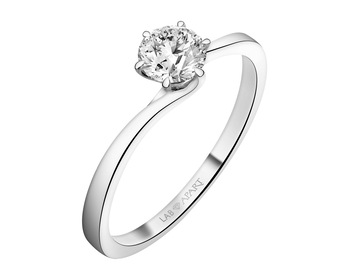 14 K Rhodium-Plated White Gold Ring with Laboratory Diamond - 0,52 ct - fineness 14 K