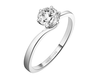 18 K Rhodium-Plated White Gold Ring with Laboratory Diamond - 1,01 ct - fineness 18 K