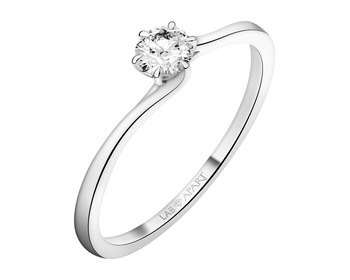 14 K Rhodium-Plated White Gold Ring with Laboratory Diamond - 0,27 ct - fineness 14 K