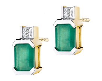 14 K Rhodium-Plated Yellow Gold Earrings - fineness 14 K