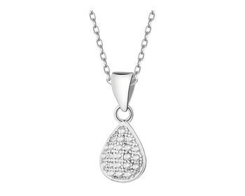Rhodium Plated Silver Pendant with Cubic Zirconia