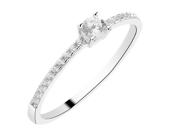 Rhodium Plated Silver Ring with Cubic Zirconia