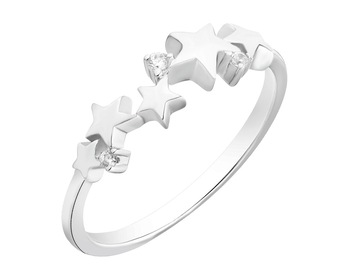 Rhodium Plated Silver Ring with Cubic Zirconia