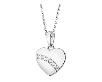 Rhodium Plated Silver Pendant with Cubic Zirconia