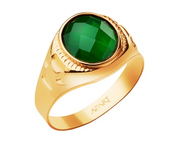 14 K Yellow Gold Signet Ring with Cubic Zirconia