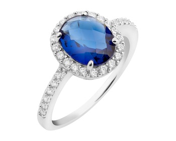 Rhodium Plated Silver Ring with Cubic Zirconia