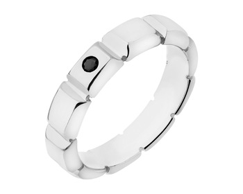 Rhodium Plated Silver Band Ring with Cubic Zirconia