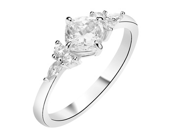 Rhodium Plated Silver Ring with Cubic Zirconia