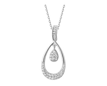 Rhodium Plated Silver Pendant with Cubic Zirconia