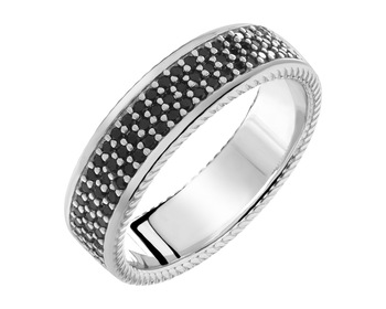 Rhodium Plated Silver Band Ring with Cubic Zirconia