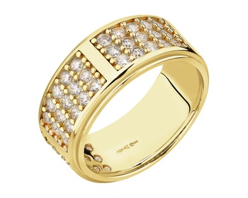 Gold-Plated Silver Band Ring with Cubic Zirconia