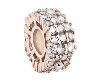 Gold-Plated Silver Stopper Bead with Cubic Zirconia