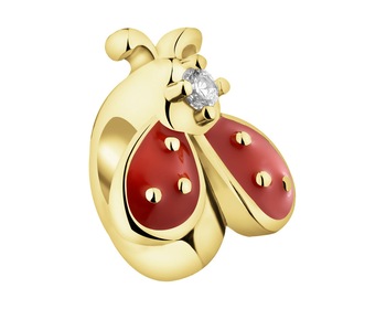 Gold-Plated Silver Beads For Kids Pendant with Cubic Zirconia