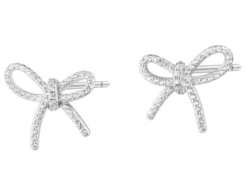 Rhodium Plated Silver Earrings with Cubic Zirconia