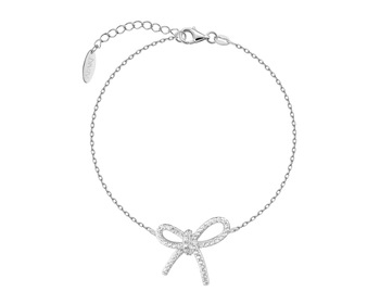 Rhodium Plated Silver Bracelet with Cubic Zirconia