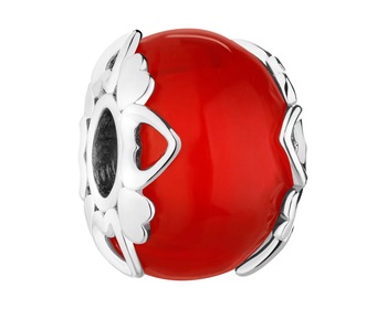 Rhodium Plated Silver Pendant with Murano Glass