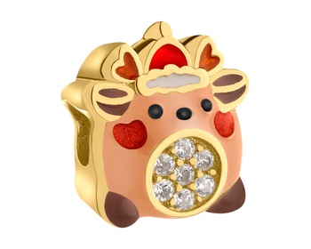 Gold-Plated Silver Beads For Kids Pendant with Cubic Zirconia