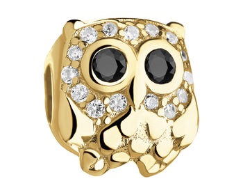 Gold-Plated Silver Beads For Kids Pendant with Cubic Zirconia